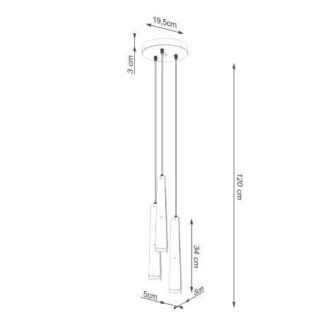 Pendant lamp PRYSM 3P black