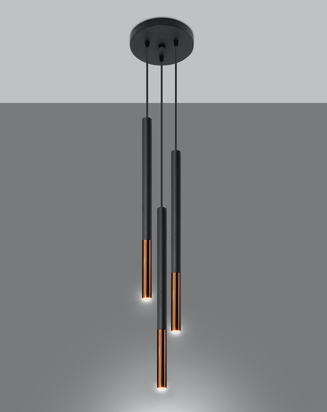 Pendant lamp MOZAICA 3P black/copper + 3x LED Bulb G9 3000K Warm 4.5W 510lm
