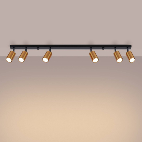 Ceiling lamp WINX 6L black/copper + 6x LED Bulb GU-10 3000K Warm 7W 510lm