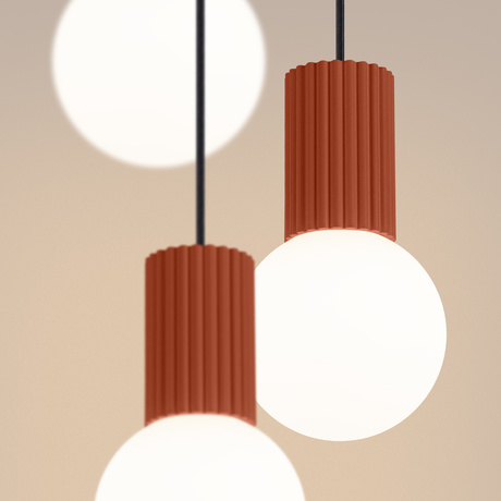 Pendant lamp HALO 3P red ochra