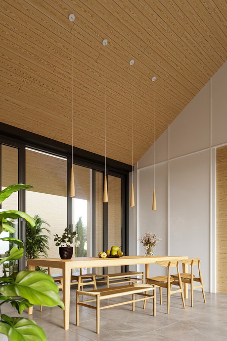 Pendant lamp SULA 3P natural wood + 3x LED Bulb GU-10 3000K Warm 7W 620lm