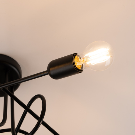 Chandelier SUPEŁ 5 black + 5X LED Bulb E27 3000K 7W 760lm