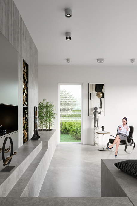 Ceiling lamp BASIC 1 concrete + 1x LED bulb GU10 AR111 4000K COOL WHITE 12W 850lm