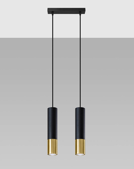 Pendant Lamp LOOPEZ 2 black/gold + 2x LED Bulb GU-10 4000K Cool White 7W 630lm.