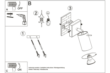 Wall lamp RING black + 1x LED bulb GU-10 3000K Warm 7W 620lm