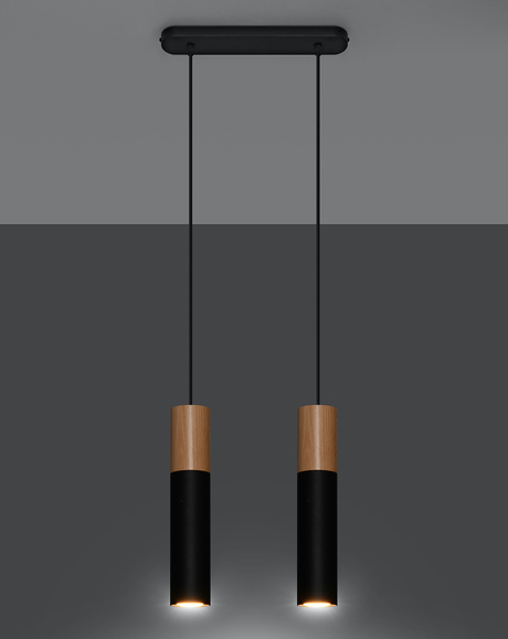 Ceiling Lamp PABLO 2 black + 2x LED Bulb GU-10 3000K Warm 7W 620lm