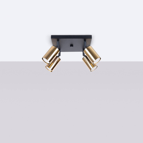 Ceiling lamp WINX 4 black/gold + 4x LED Bulb GU-10 4000K Cool White 7W 530lm