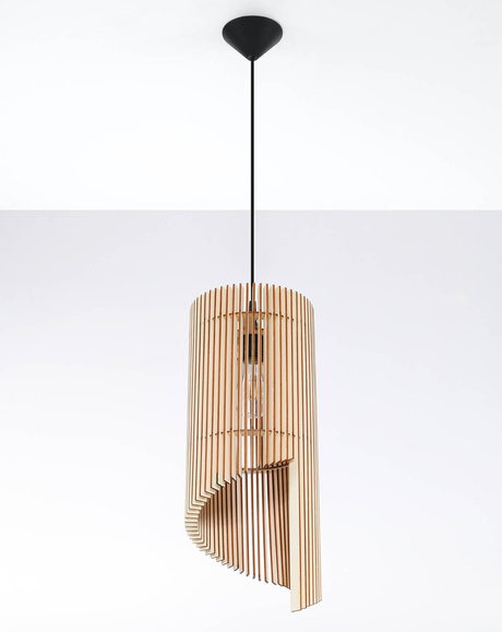 Hanging lamp ALEXIA natural wood + 1x LED Bulb E27 3000K Warm 7.5W 620lm