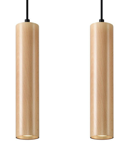 Hanging Lamp LINO 2 natural wood + 2x LED Bulb GU-10 3000K Warm 7W 620lm