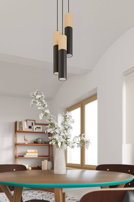 Hanging lamp PABLO 1 black + 1x LED Bulb GU-10 3000K Warm 7W 620lm.