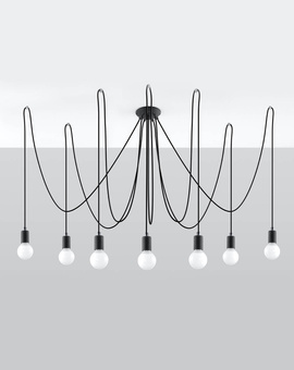 Pendant lamp EDISON 7 black + 7x LED Bulb E27 3000K Warm White 7.5W 620lm