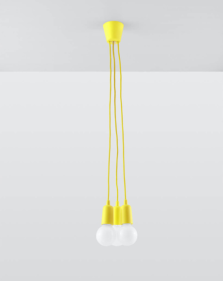 Hanging lamp DIEGO 3 yellow + 3x LED Bulb E27 3000K Warm 7.5W 620lm