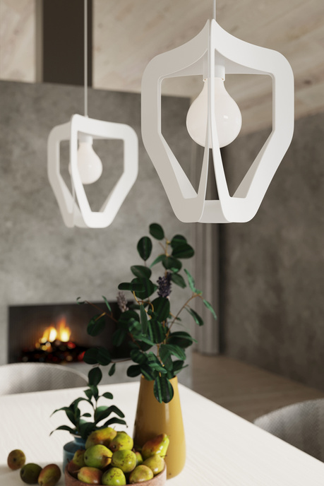 Ceiling pendant lamp TRES white + 1x LED Bulb E27 4000K Cool White 7.5W 650lm