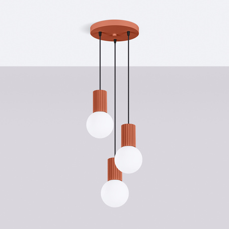 Pendant lamp HALO 3P red ochra
