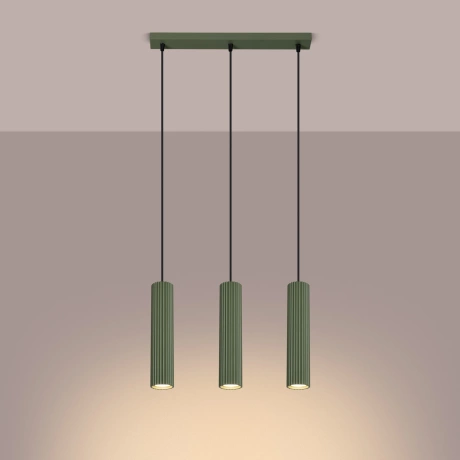 Pendant lamp KARBON 3L olive green