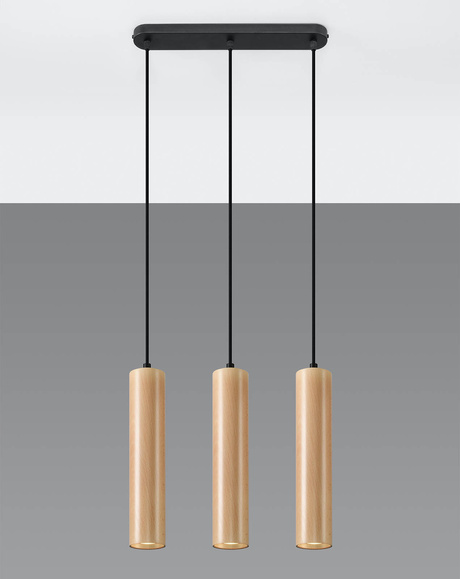 Hanging Lamp LINO 3 natural + 3x LED Bulb GU-10 3000K Warm 7W 620lm