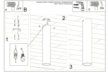 Ceiling lamp LAGOS 30 white + 1x LED Bulb GU-10 3000K Warm 7W 620lm