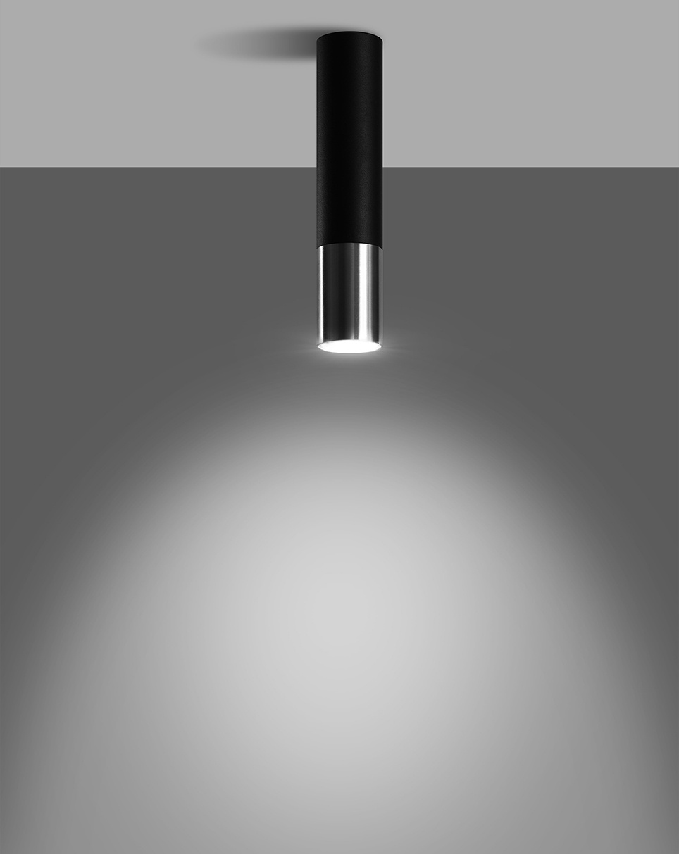 Ceiling lamp LOOPEZ black/chrome + 1x LED Bulb GU-10 4000K Cool White 7W 630lm