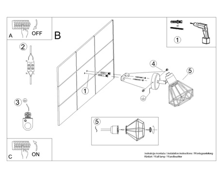 Wall lamp ARTEMIS 1 black + 1x LED Bulb E14 4000K Cool White 7.5W 680lm