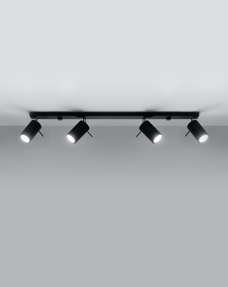 Ceiling lamp RING 4L black + 4x LED Bulb GU-10 3000K Warm 7W 620lm