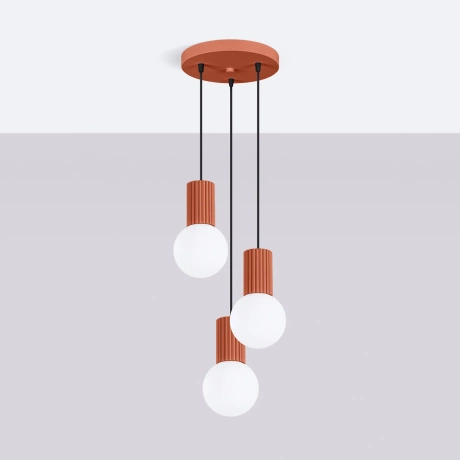 Pendant lamp HALO 3P red ochra