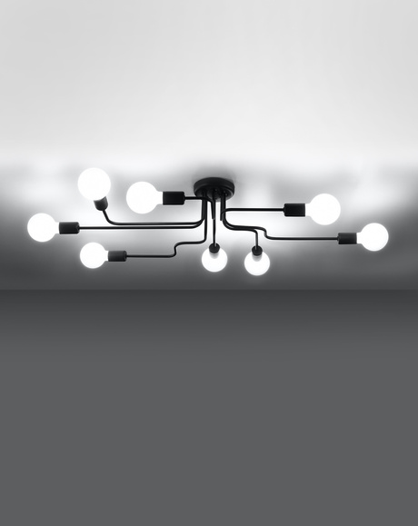 Chandelier VECTOR 8 black + 8x LED Bulb E27 4000K Cold 7.5W 650lm