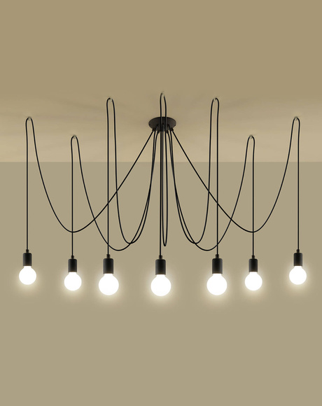 Pendant lamp EDISON 7 black + 7x LED Bulb E27 3000K Warm White 7.5W 620lm