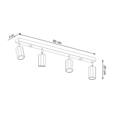 Ceiling lamp ZEKE 4 oak + 4x LED Bulb GU-10 4000K Cool White 7W 630lm
