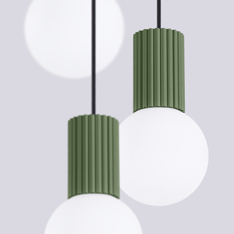 Pendant lamp HALO 3P olive green