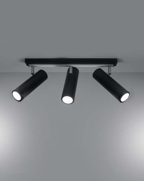Ceiling lamp DIREZIONE 3 black + 3x LED Bulb GU-10 3000K Warm 7W 620lm
