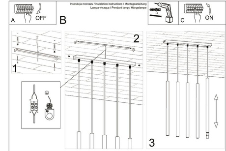 Ceiling pendant PASTELO 5 white + 5x LED Bulb G9 3000K Warm 4.5W 510lm