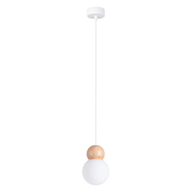 Ceiling pendant PEKKA 1 white/natural wood + 1x LED Bulb G9 3000K Warm 4.5W 450lm