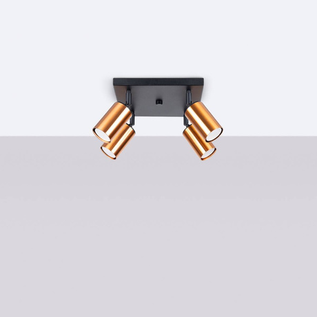 Ceiling lamp WINX 4 black/copper + 4x LED Bulb GU-10 4000K Cool White 7W 530lm.