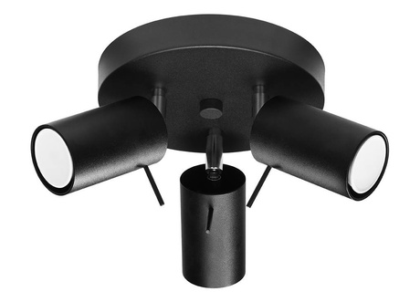 Ceiling lamp RING 3P black + 3x LED Bulb GU-10 3000K Warm 7W 620lm
