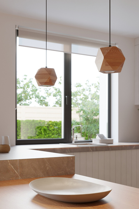 Ceiling lamp WOODY 1 natural wood + 1x LED Bulb GU-10 4000K Cool White 7W 630lm