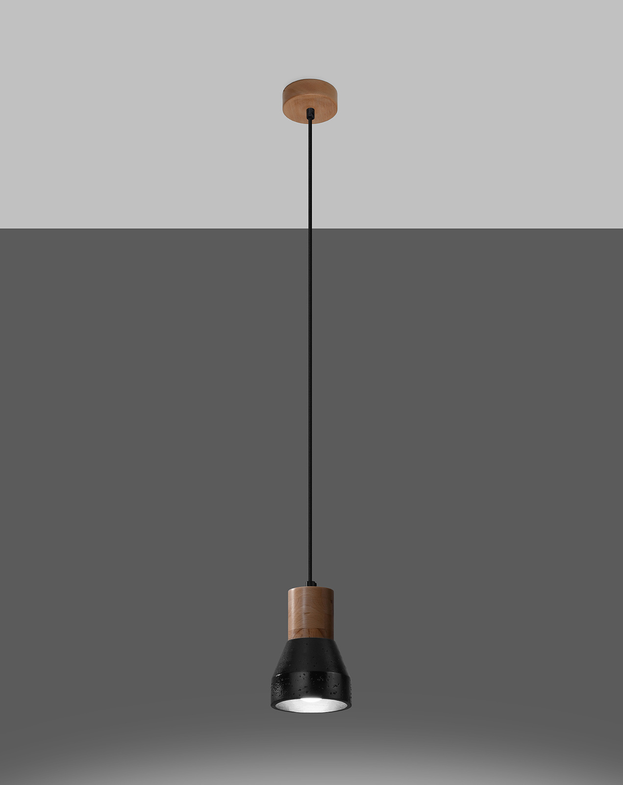 Ceiling lamp QUBIC black + 1x LED Bulb E27 4000K Cool White 7.5W 650lm
