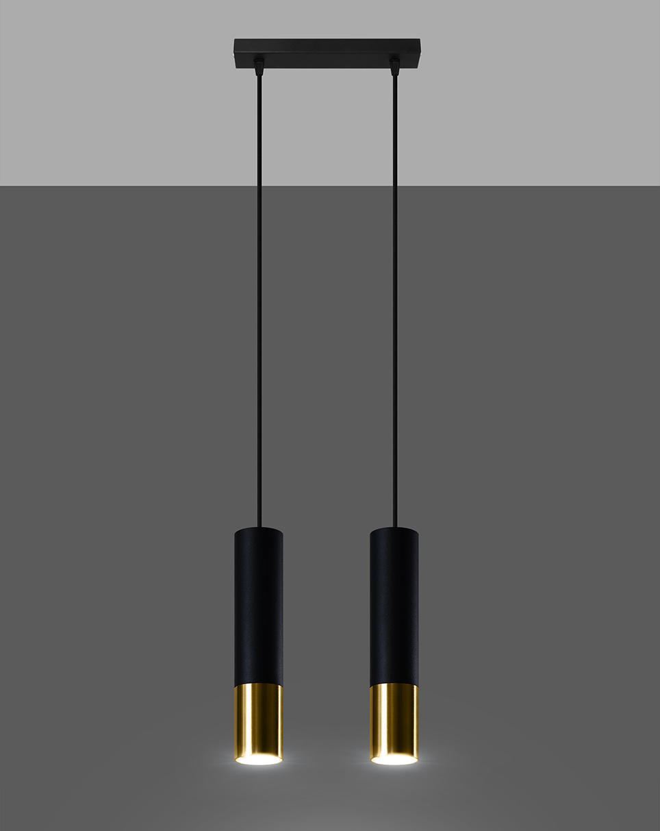 Pendant Lamp LOOPEZ 2 black/gold + 2x LED Bulb GU-10 3000K Warm 7W 620lm