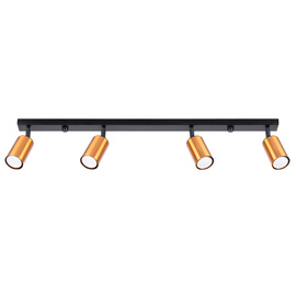 Ceiling lamp WINX 4L black/copper + 4x LED bulb GU-10 4000K Cool White 7W 530lm.