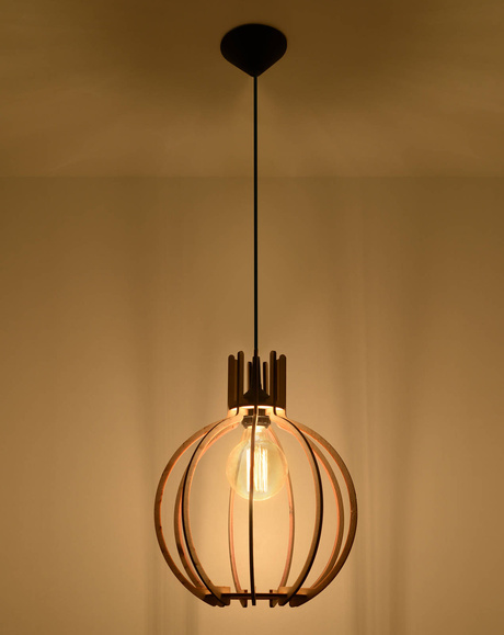 Ceiling light ARANCIA natural wood + 1x LED Bulb E27 3000K Warm 7.5W 620lm