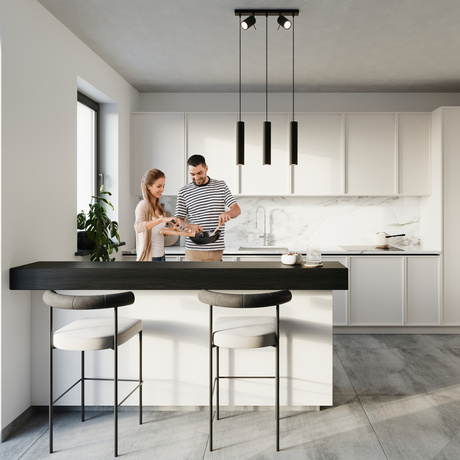 Hanging lamp RING 3 black + 5x LED Bulb GU-10 3000K Warm White 7W 620lm