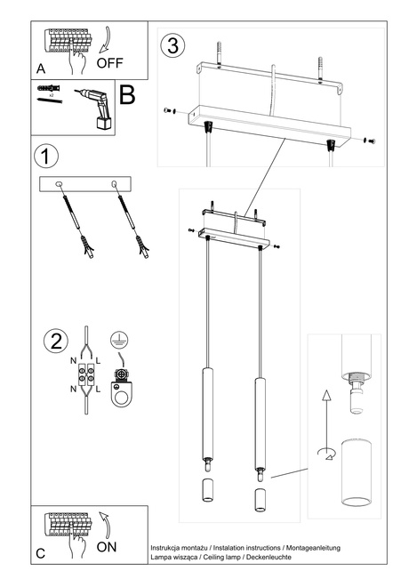 Ceiling lamp VIZIER 2 white + 2x LED Bulbs G9 4000K Cool White 4.5W 530lm