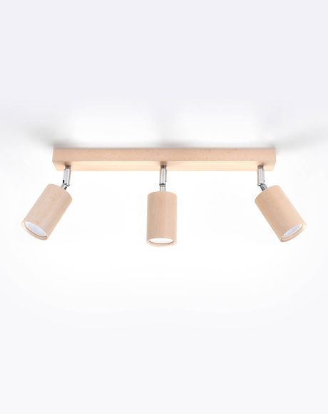 Ceiling lamp BERG 3 natural wood + 3x LED bulb GU-10 3000K Warm 7W 620lm