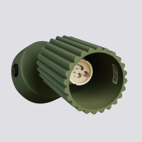 Wall lamp KARBON olive green with a switch