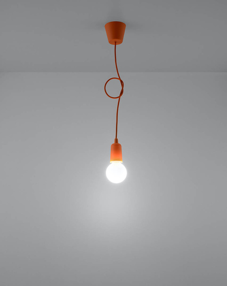 Hanging lamp DIEGO 1 in orange + 1x LED bulb E27 3000K Warm 7.5W 620lm