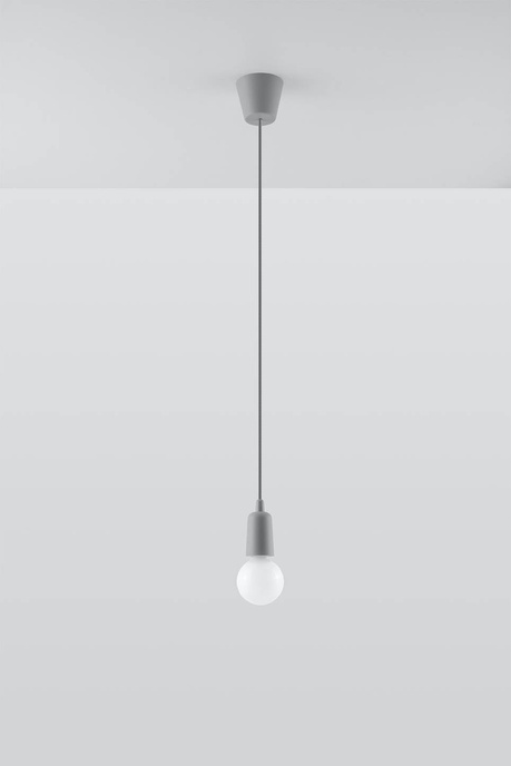 Ceiling pendant DIEGO 1 grey + 1x LED Bulb E27 4000K Cool White 7.5W 650lm