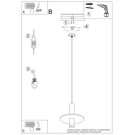 Pendant lamp PELTA 1 black/beige