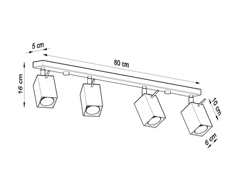 Ceiling lamp MERIDA 4L black + 4x LED Bulb GU-10 3000K Warm White 7W 620lm