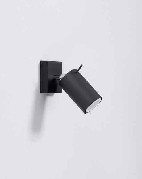 Wall lamp RING black with switch + 1x LED Bulb GU-10 3000K Warm 7W 620lm