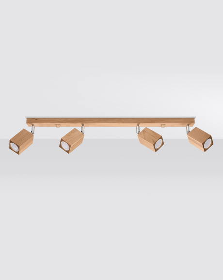 Ceiling lamp KEKE 4 oak + 4x LED Bulb GU-10 3000K Warm 7W 620lm