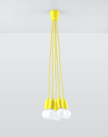Hanging lamp DIEGO 5 yellow + 5x LED bulb E27 4000K Cool White 7.5W 650lm